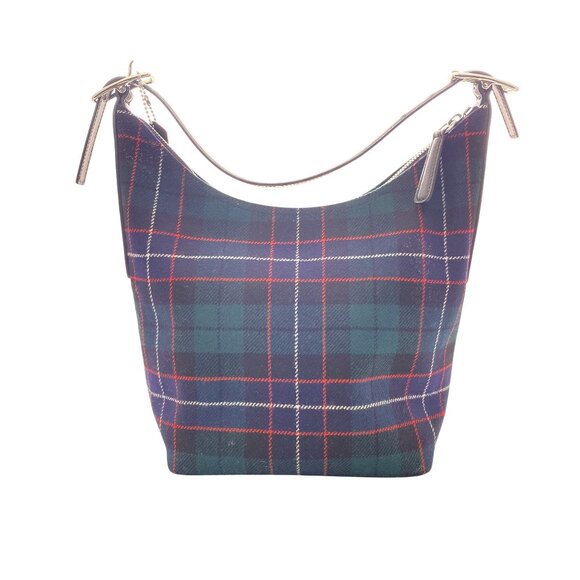 Rare Vintage Coach Holiday 2002 Green Tartan Plaid Wool Shoulder Bag With Matchi - Picture 1 of 16